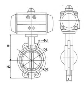 Pneumatic wafer butterfly valve